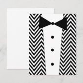 Chevron Zwart en Wit Tuxedo Uitnodiging (Voorkant / Achterkant)
