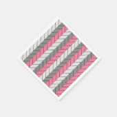 Chevron Zwart Grijs Roze Chevron Stripes Party Servet (Hoek)
