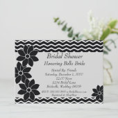 ChevronBridal Shower Invitation in Black and White Kaart (Staand voorkant)