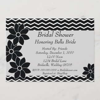 ChevronBridal Shower Invitation in Black and White Kaart