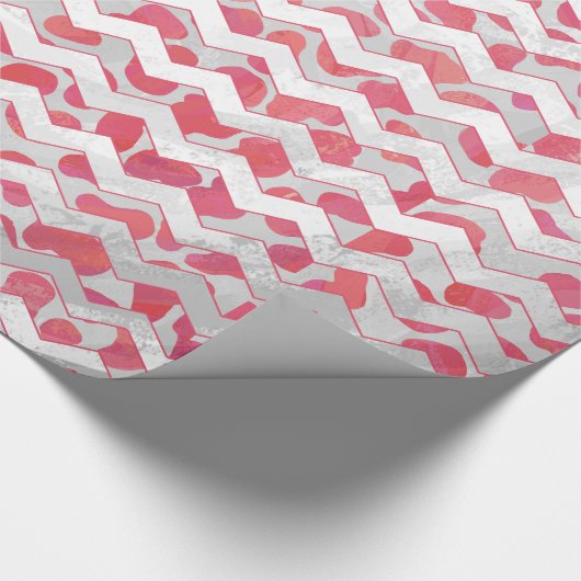 ChevronDalmatian Pink en White Cadeaupapier (Hoek)