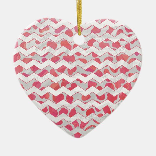 ChevronDalmatian Pink en White Keramisch Ornament (Voorkant)