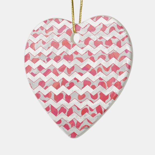 ChevronDalmatian Pink en White Keramisch Ornament (Links)