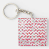 ChevronDalmatian Pink en White Sleutelhanger (Voorkant)