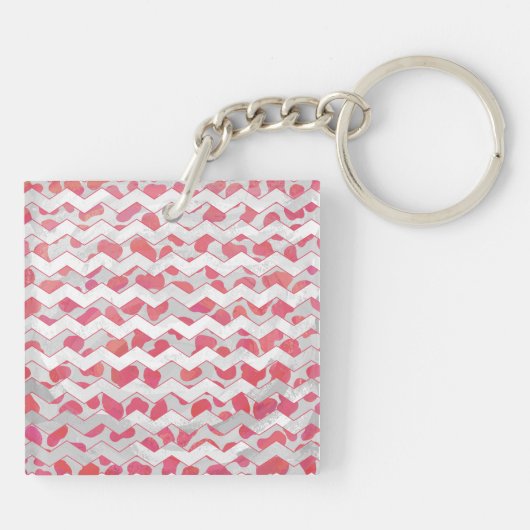 ChevronDalmatian Pink en White Sleutelhanger (Achterkant)