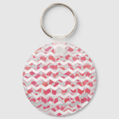 ChevronDalmatian Pink en White Sleutelhanger (Voorkant)
