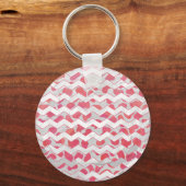 ChevronDalmatian Pink en White Sleutelhanger (Voorkant)