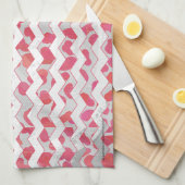 ChevronDalmatian Pink en White Theedoek (Quarter Fold)