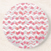 ChevronDalmatian Pink en White Zandsteen Onderzetter (Voorkant)