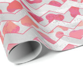 ChevronDalmatische Roze en Witte Cadeaupapier (Rol Hoek)