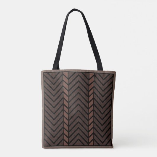Chevronpatroon bruin tote bag (Achterkant)