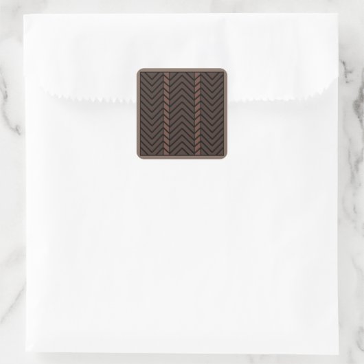 Chevronpatroon bruin vierkante sticker (Tas)