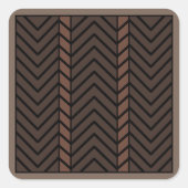 Chevronpatroon bruin vierkante sticker (Voorkant)