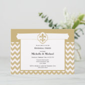 Chevronpatroon Fleur de Lis Evenement Goud Wit Kaart (Staand voorkant)