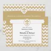 Chevronpatroon Fleur de Lis Evenement Goud Wit Kaart (Voorkant / Achterkant)