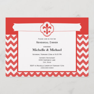 Chevronpatroon Fleur de Lis Evenement Rood en Wit Kaart