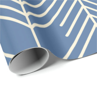 Chevronpatroon met witte zigzaglijnen op een blauw cadeaupapier