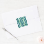 Chevronpatroon turkoois vierkante sticker (Envelop)