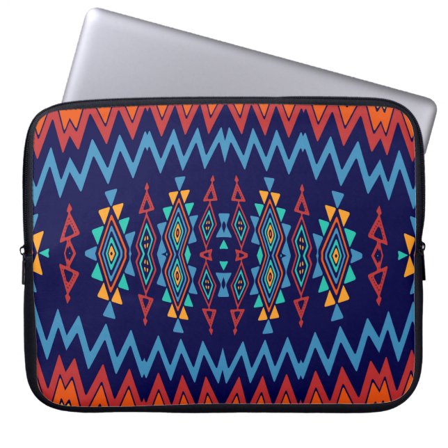Chevrons en rhombus abstract ontwerp laptop sleeve (Voorkant)
