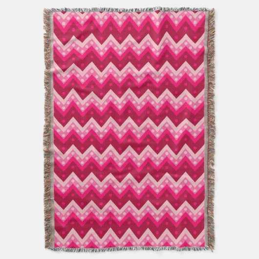 Chevrons en stippen - Bourgogne en roze Deken (Voorkant Verticaal)