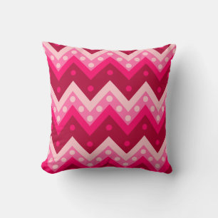 Chevrons en stippen - Bourgogne en roze Kussen