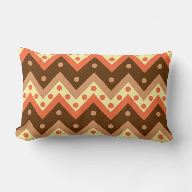 Chevrons en stippen - bruin en roest kussen (Voorkant)