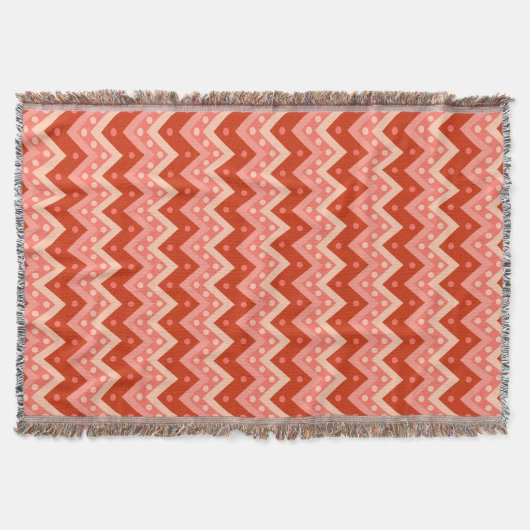 Chevrons en stippen - koraal sinaasappel deken (Voorkant)