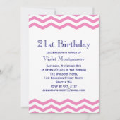 Chevrons in Roze 21e verjaardag uitnodiging (Voorkant)