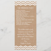 Chevrons op Burlap Wedding Programma Programmakaart (Achterkant)