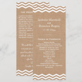 Chevrons op Burlap Wedding Programma Programmakaart (Voorkant / Achterkant)