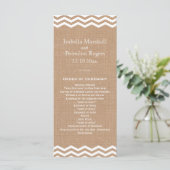 Chevrons op Burlap Wedding Programma Programmakaart (Staand voorkant)