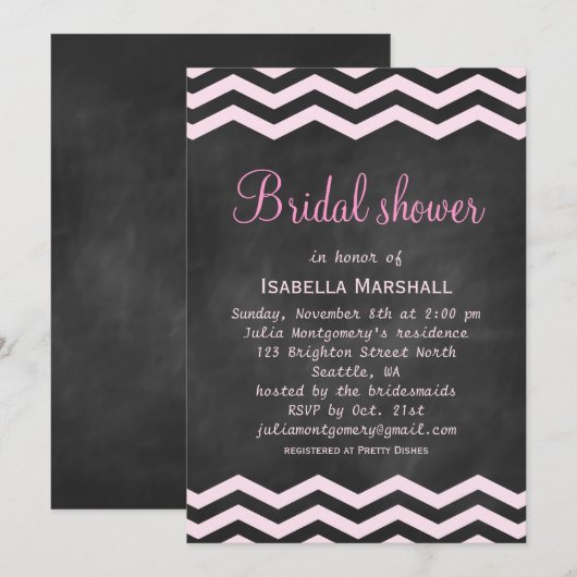 Chevrons op de uitnodiging van de Bridal van Chalk (Voorkant / Achterkant)