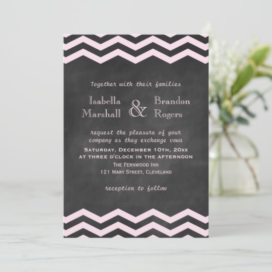 Chevrons op uitnodiging van het Chalk Wedding (Staand voorkant)
