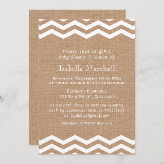 Chevrons over de uitnodiging tot het Baby shower B (Voorkant / Achterkant)