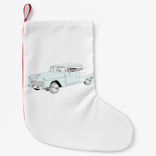 Chevy Bel Air Drawing 1955 Kleine Kerstsok (Voorkant)