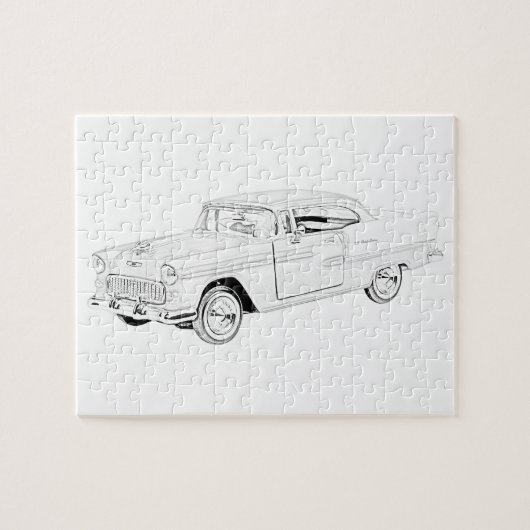 Chevy Bel Air Pencil Drawing Black and White 1955 Legpuzzel (Horizontaal)