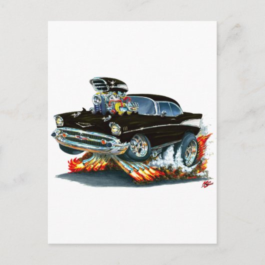 Chevy Belair Black Car 1957 Briefkaart (Voorkant)