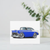 Chevy Belair Blue-White Car 1956 Briefkaart (Staand voorkant)