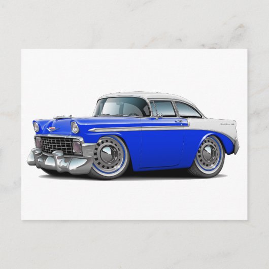 Chevy Belair Blue-White Car 1956 Briefkaart (Voorkant)