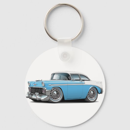 Chevy Belair Ltd Blue-White Car 1956 Sleutelhanger (Voorkant)