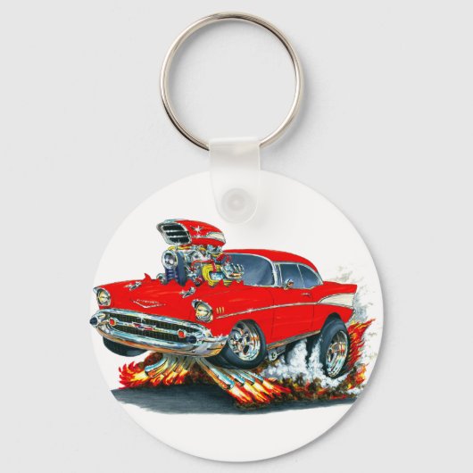 Chevy Belair Red Car 1957 Sleutelhanger (Voorkant)