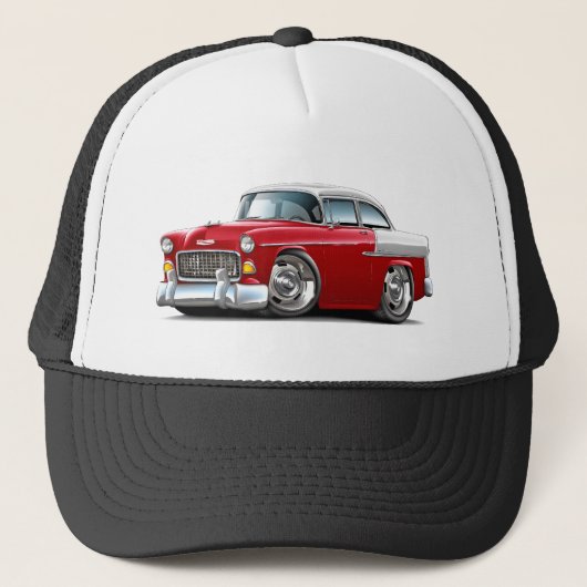Chevy Belair Rood-Witte auto uit 1955 Trucker Pet (Voorkant)