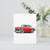 Chevy Belair Rood-Witte auto uit 1956 Briefkaart (Staand voorkant)