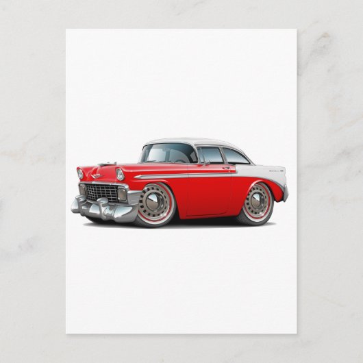 Chevy Belair Rood-Witte auto uit 1956 Briefkaart (Voorkant)
