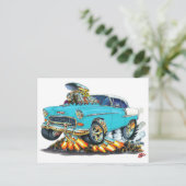 Chevy Belair Turquoise Car 1955 Briefkaart (Staand voorkant)