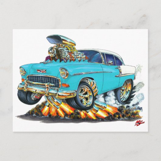 Chevy Belair Turquoise Car 1955 Briefkaart (Voorkant)