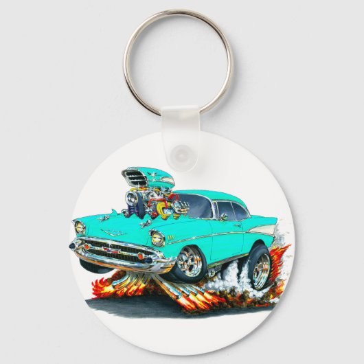 Chevy Belair Turquoise Car 1957 Sleutelhanger (Voorkant)