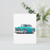 Chevy Belair Turquoise-White 1955 Briefkaart (Staand voorkant)