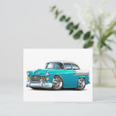 Chevy Belair Turquoise-White 1955 Briefkaart (Staand voorkant)