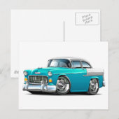 Chevy Belair Turquoise-White 1955 Briefkaart (Voorkant / Achterkant)